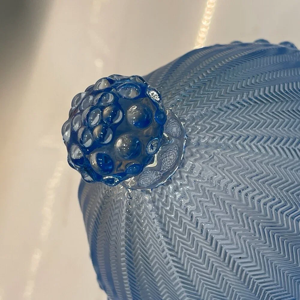 Gorham Crystal Blue Hobnail Egg Shaped Candy Dish - Picture 14 of 16